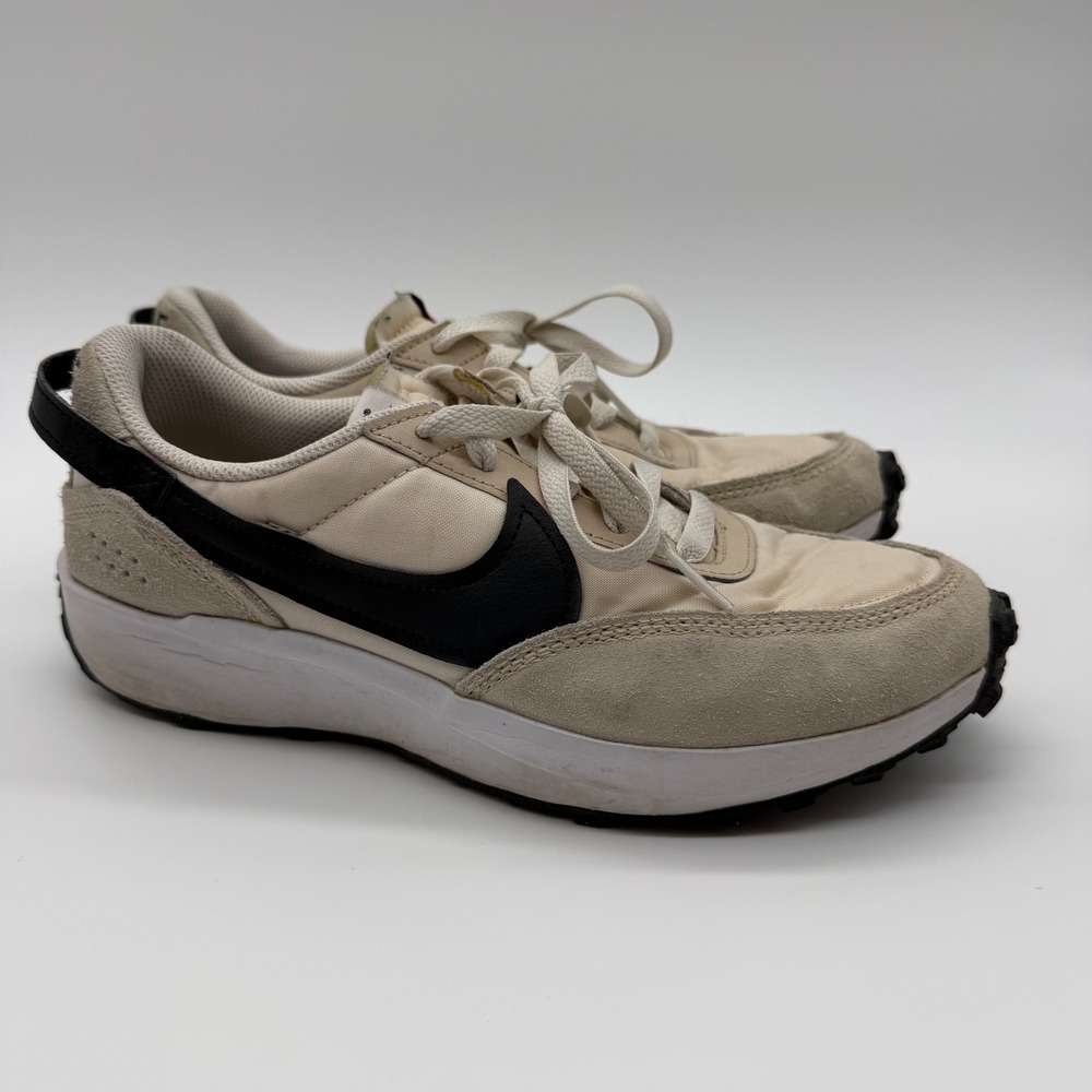 Nike Waffle Debut 8.5 Cream Black Casual Sneakers Athleisure Travel Neutral